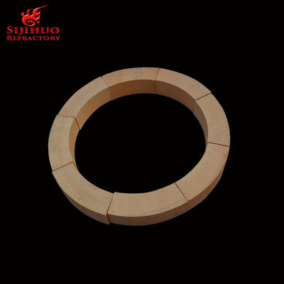 Alto aluminio 48 ladrillo de arcilla amarillo delgado redondo curvado horno refractario ladrillos de arcilla de fuego