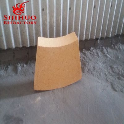 Alto aluminio 48 ladrillo de arcilla amarillo delgado redondo curvado horno refractario ladrillos de arcilla de fuego