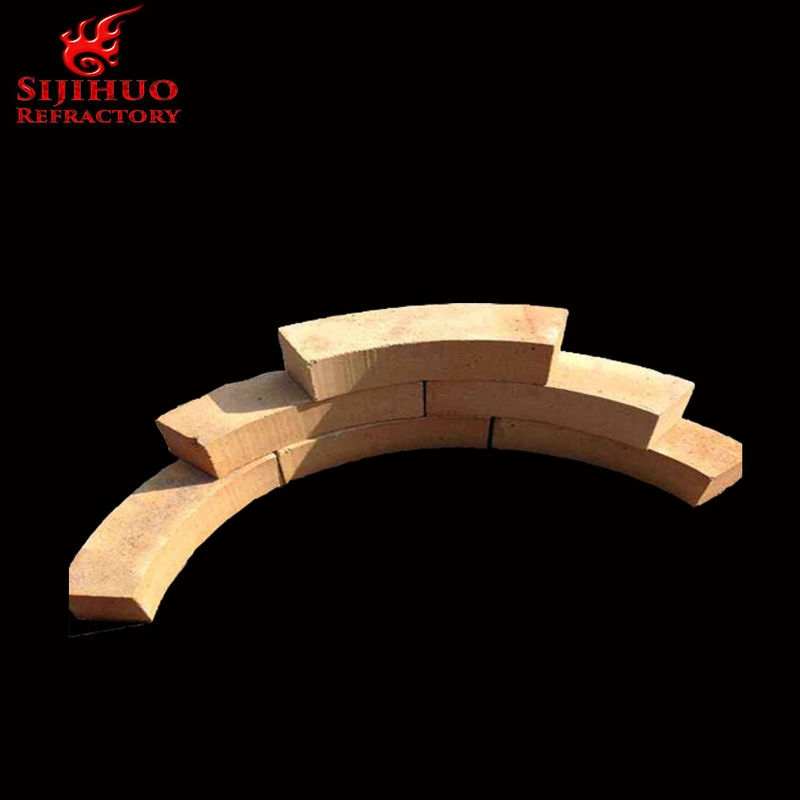 Alto aluminio 48 ladrillo de arcilla amarillo delgado redondo curvado horno refractario ladrillos de arcilla de fuego